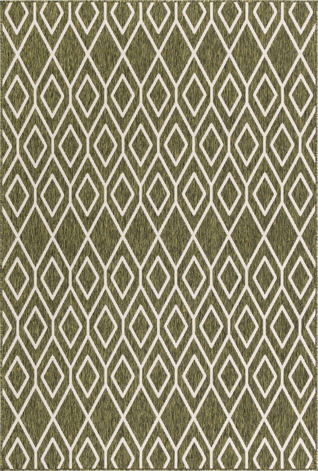 Green 6' 1 x 9' Jill Zarin Outdoor Rectangle Area Rug Weather Resistant for Patio, Deck, Terrace, Balcony, Porch Durable 100% Polypropylene Carpet for Outside for Sale at Rug Engine