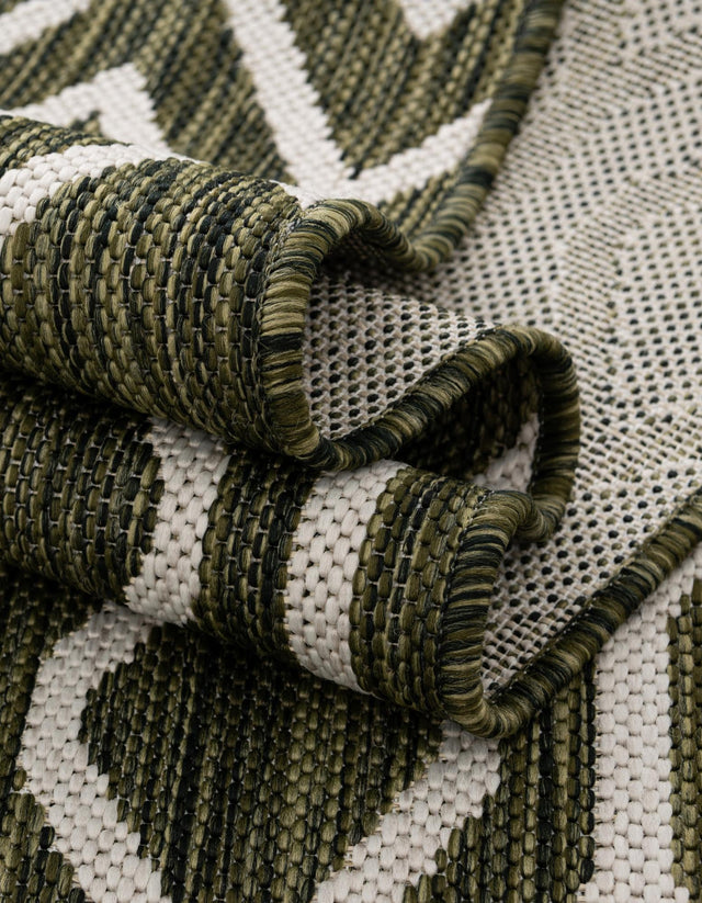 Green 7' 1 x 10' Jill Zarin Outdoor Rectangle Area Rug Weather Resistant for Patio, Deck, Terrace, Balcony, Porch Durable 100% Polypropylene Carpet for Outside for Sale at Rug Engine