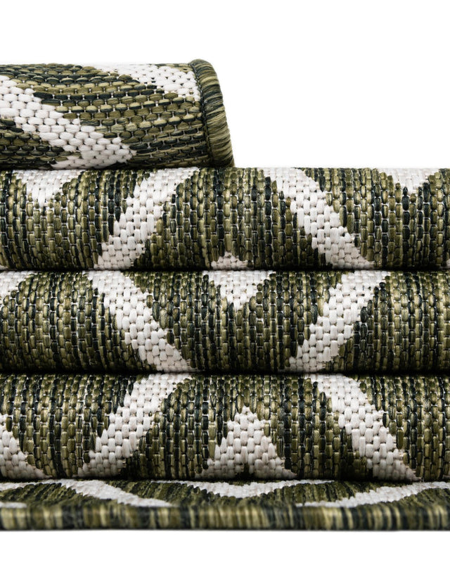 Green 7' 1 x 10' Jill Zarin Outdoor Rectangle Area Rug Weather Resistant for Patio, Deck, Terrace, Balcony, Porch Durable 100% Polypropylene Carpet for Outside for Sale at Rug Engine