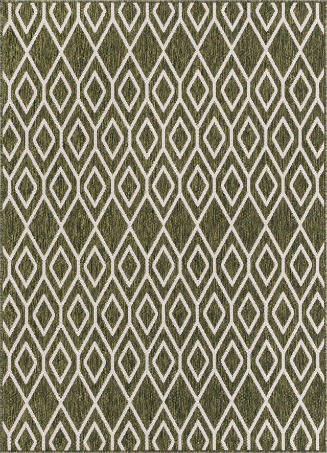 Green 5' 3 x 8' Jill Zarin Outdoor Rectangle Area Rug Weather Resistant for Patio, Deck, Terrace, Balcony, Porch Durable 100% Polypropylene Carpet for Outside for Sale at Rug Engine