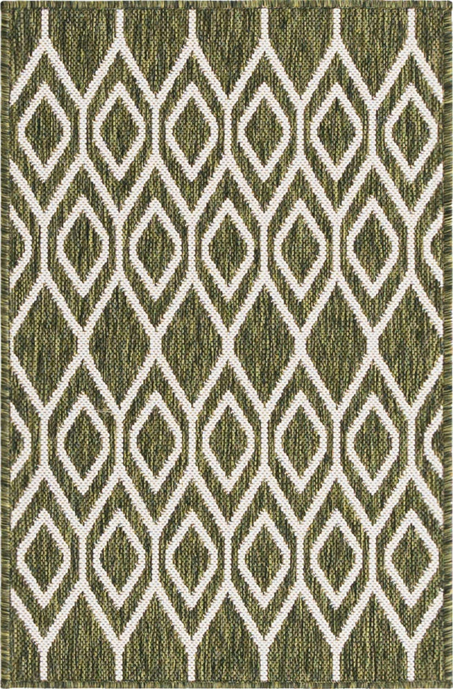 Green 2' x 3' 1 Jill Zarin Outdoor Rectangle Area Rug Weather Resistant for Patio, Deck, Terrace, Balcony, Porch Durable 100% Polypropylene Carpet for Outside for Sale at Rug Engine
