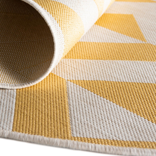 Yellow 4' 1 x 4' 1 Jill Zarin Outdoor Round Area Rug Weather Resistant for Patio, Deck, Terrace, Balcony, Porch Durable 100% Polypropylene Carpet for Outside for Sale at Rug Engine
