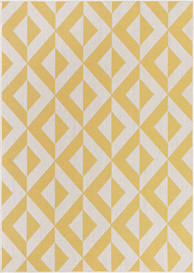 Yellow 5' 3 x 8' Jill Zarin Outdoor Rectangle Area Rug Weather Resistant for Patio, Deck, Terrace, Balcony, Porch Durable 100% Polypropylene Carpet for Outside for Sale at Rug Engine