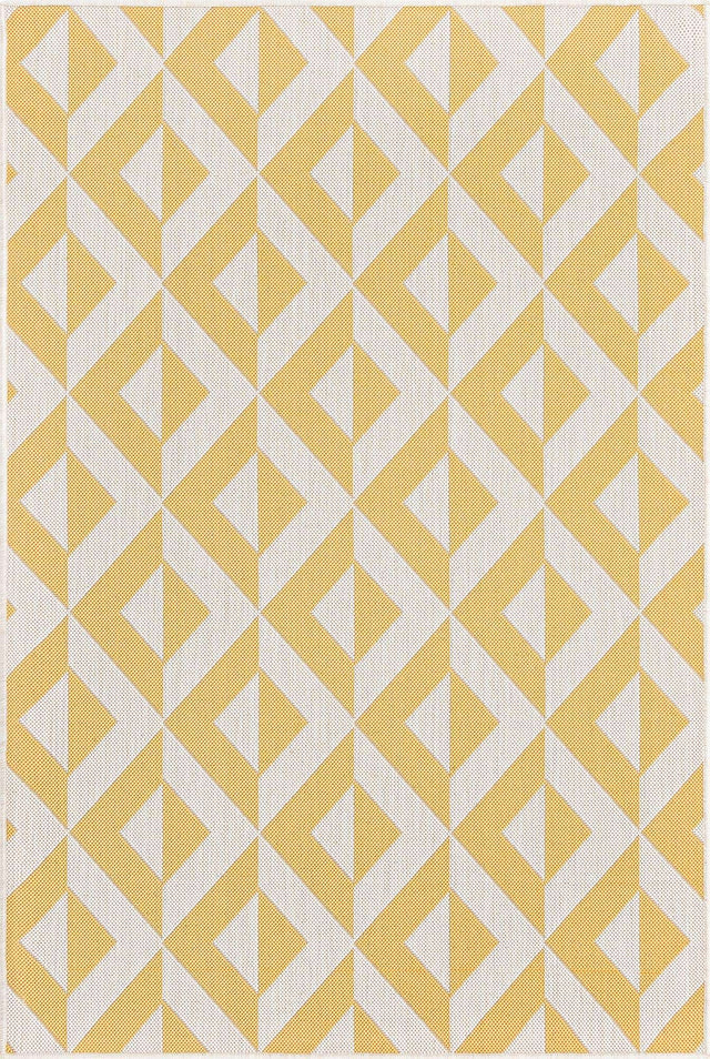 Yellow 4' 1 x 6' 1 Jill Zarin Outdoor Rectangle Area Rug Weather Resistant for Patio, Deck, Terrace, Balcony, Porch Durable 100% Polypropylene Carpet for Outside for Sale at Rug Engine