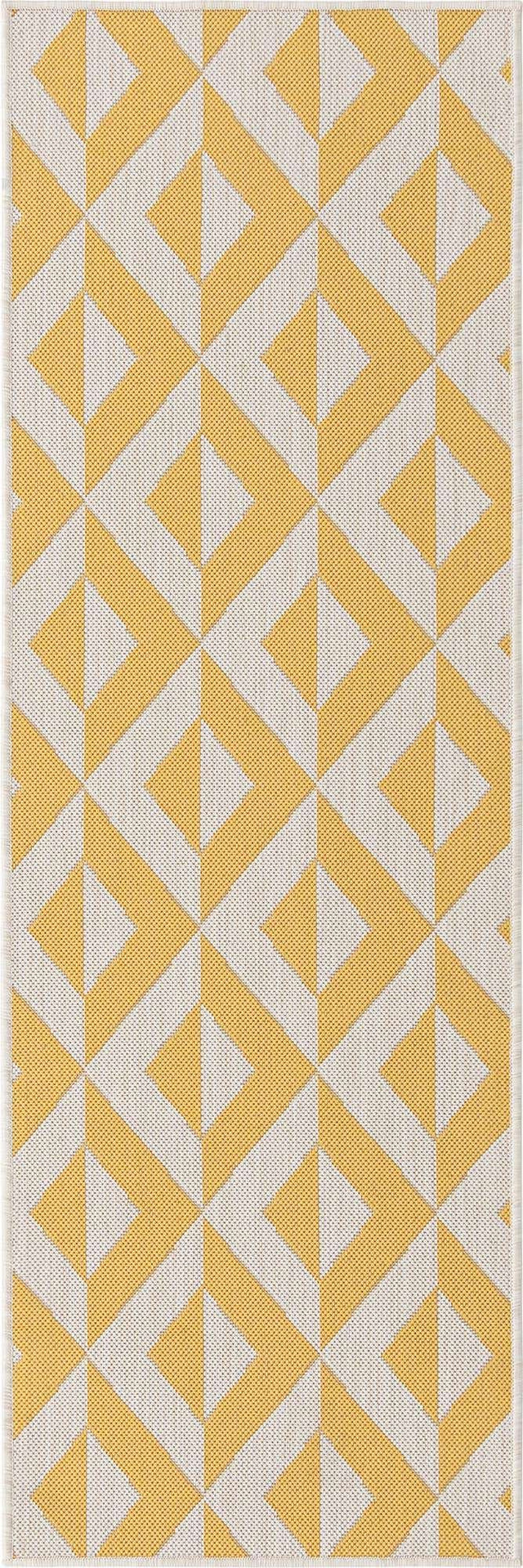 Yellow 2' x 6' 1 Jill Zarin Outdoor Runner Area Rug Weather Resistant for Patio, Deck, Terrace, Balcony, Porch Durable 100% Polypropylene Carpet for Outside for Sale at Rug Engine