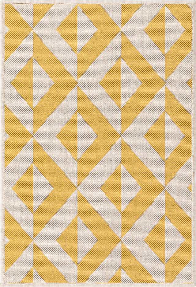 Yellow 2' x 3' 1 Jill Zarin Outdoor Rectangle Area Rug Weather Resistant for Patio, Deck, Terrace, Balcony, Porch Durable 100% Polypropylene Carpet for Outside for Sale at Rug Engine
