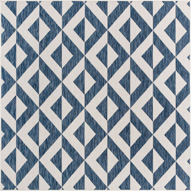 Blue 7' 10 x 7' 10 Jill Zarin Outdoor Square Area Rug Weather Resistant for Patio, Deck, Terrace, Balcony, Porch Durable 100% Polypropylene Carpet for Outside for Sale at Rug Engine