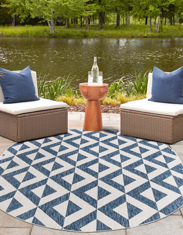 Blue 5' 3 x 8' Jill Zarin Outdoor Oval Area Rug Weather Resistant for Patio, Deck, Terrace, Balcony, Porch Durable 100% Polypropylene Carpet for Outside for Sale at Rug Engine