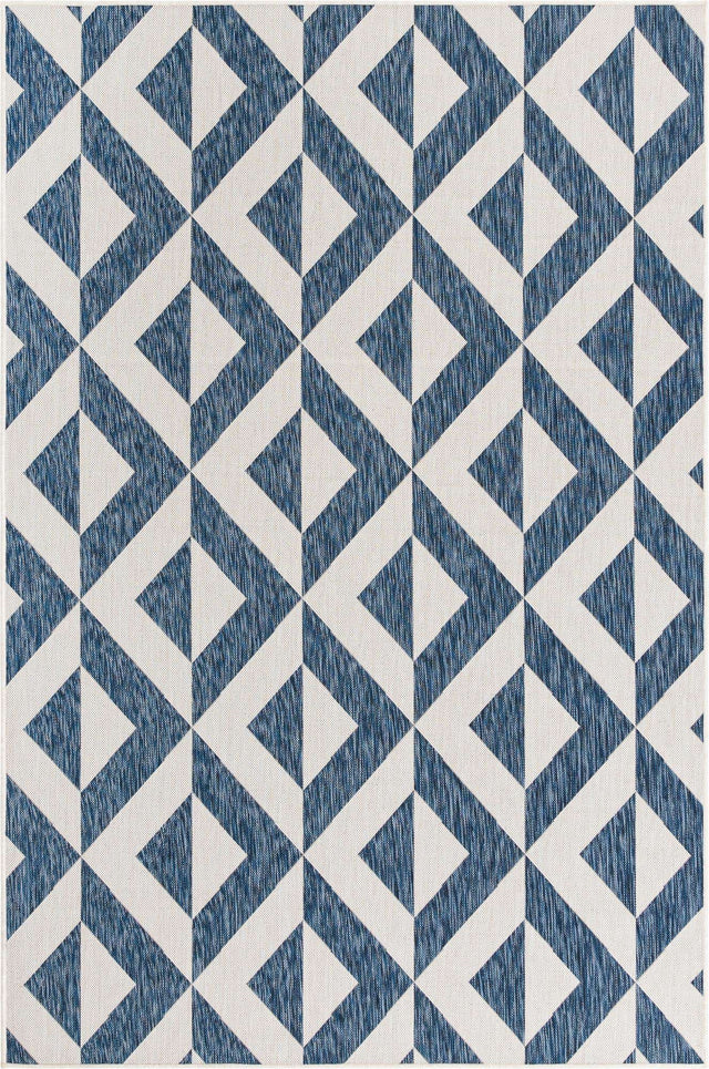 Blue 6' 1 x 9' Jill Zarin Outdoor Rectangle Area Rug Weather Resistant for Patio, Deck, Terrace, Balcony, Porch Durable 100% Polypropylene Carpet for Outside for Sale at Rug Engine