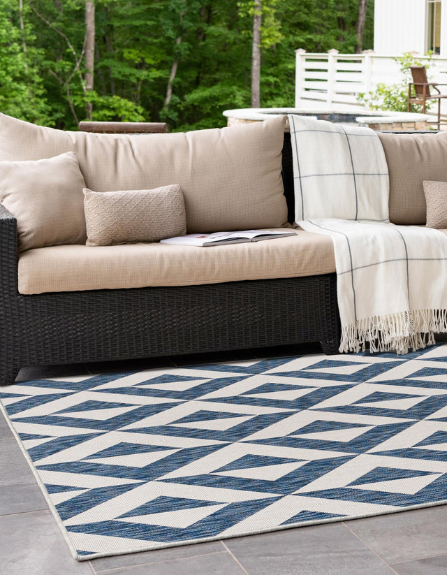 Blue 3' 1 x 5' 3 Jill Zarin Outdoor Rectangle Area Rug Weather Resistant for Patio, Deck, Terrace, Balcony, Porch Durable 100% Polypropylene Carpet for Outside for Sale at Rug Engine