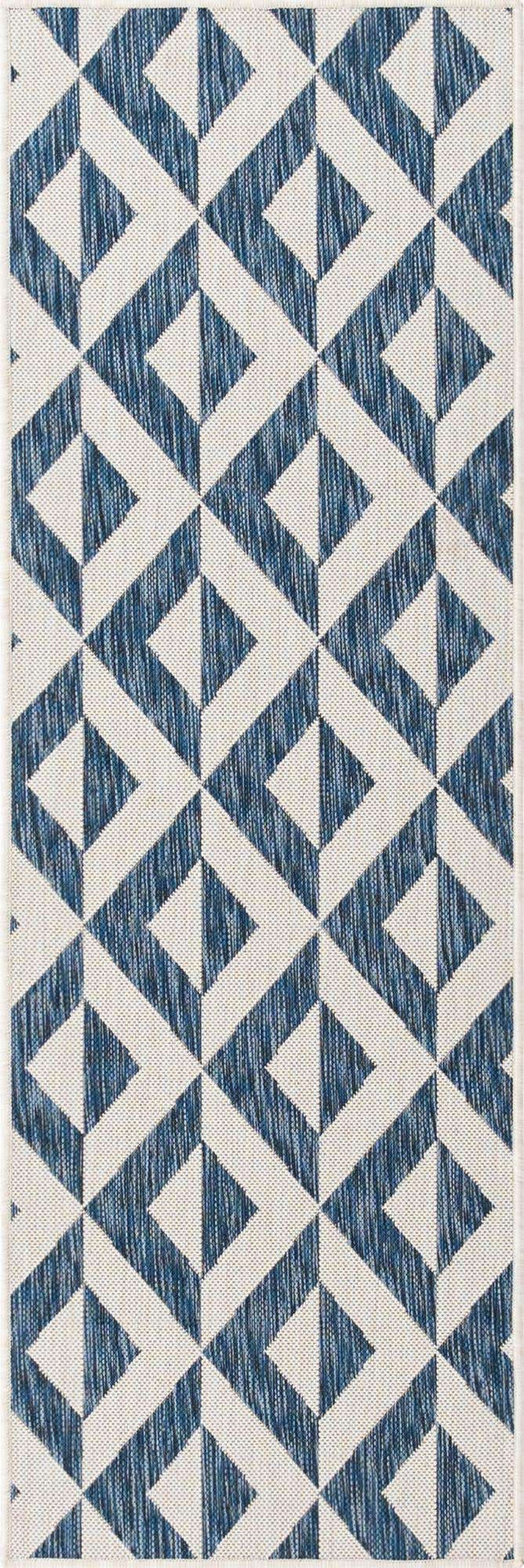 Blue 2' x 6' 1 Jill Zarin Outdoor Runner Area Rug Weather Resistant for Patio, Deck, Terrace, Balcony, Porch Durable 100% Polypropylene Carpet for Outside for Sale at Rug Engine