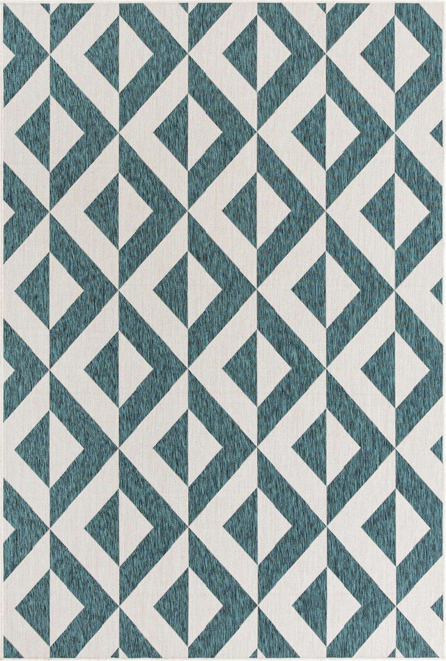 Teal 6' 1 x 9' Jill Zarin Outdoor Rectangle Area Rug Weather Resistant for Patio, Deck, Terrace, Balcony, Porch Durable 100% Polypropylene Carpet for Outside for Sale at Rug Engine