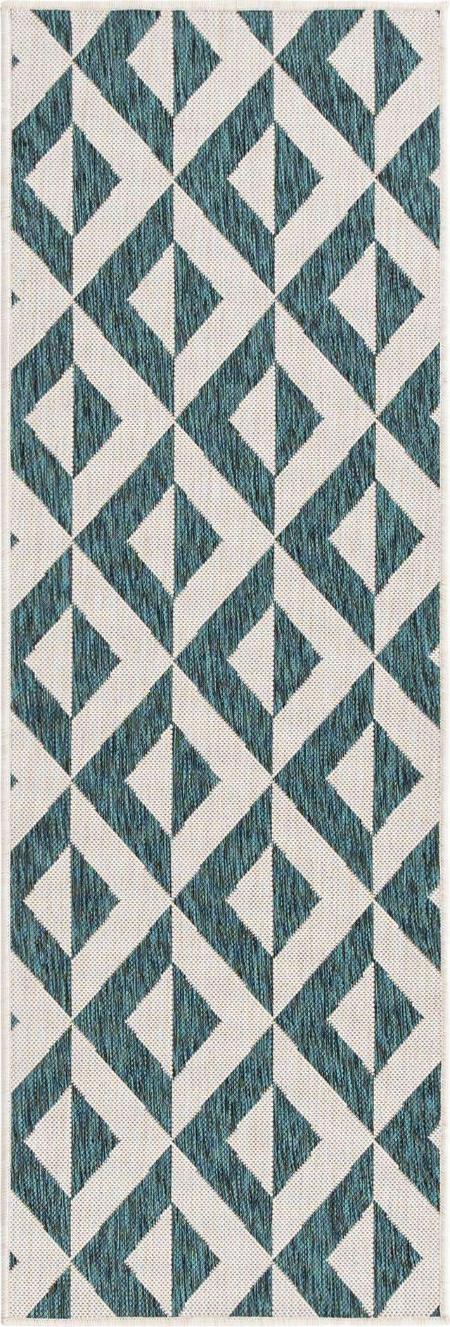 Teal 2' x 6' 1 Jill Zarin Outdoor Runner Area Rug Weather Resistant for Patio, Deck, Terrace, Balcony, Porch Durable 100% Polypropylene Carpet for Outside for Sale at Rug Engine