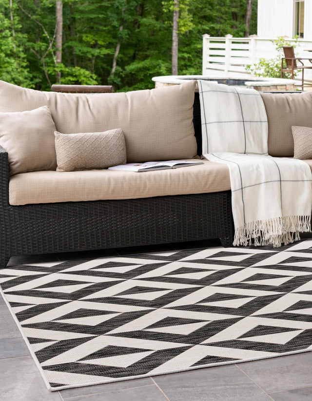 Charcoal Gray 4' 1 x 6' 1 Jill Zarin Outdoor Rectangle Area Rug Weather Resistant for Patio, Deck, Terrace, Balcony, Porch Durable 100% Polypropylene Carpet for Outside for Sale at Rug Engine
