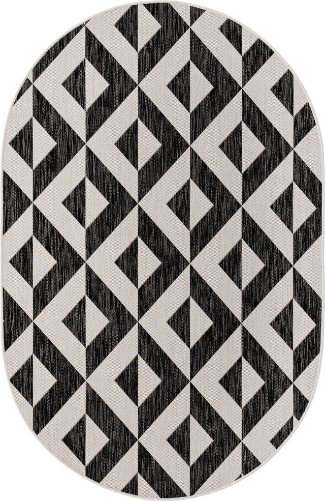 Charcoal Gray 5' 3 x 8' Jill Zarin Outdoor Oval Area Rug Weather Resistant for Patio, Deck, Terrace, Balcony, Porch Durable 100% Polypropylene Carpet for Outside for Sale at Rug Engine