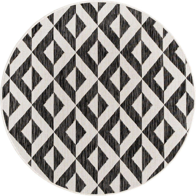 Charcoal Gray 4' 1 x 4' 1 Jill Zarin Outdoor Round Area Rug Weather Resistant for Patio, Deck, Terrace, Balcony, Porch Durable 100% Polypropylene Carpet for Outside for Sale at Rug Engine