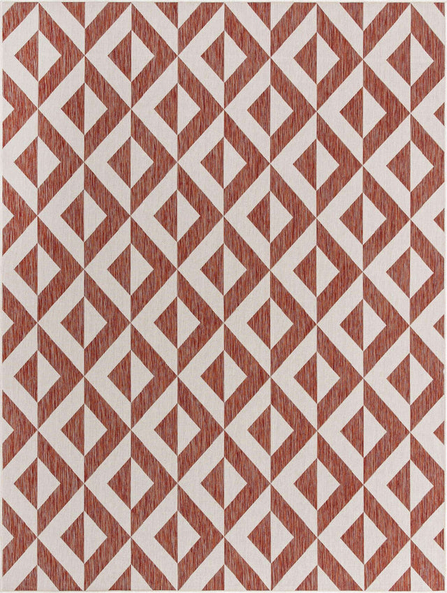 Rust Red 9' x 12' Jill Zarin Outdoor Rectangle Area Rug Weather Resistant for Patio, Deck, Terrace, Balcony, Porch Durable 100% Polypropylene Carpet for Outside for Sale at Rug Engine