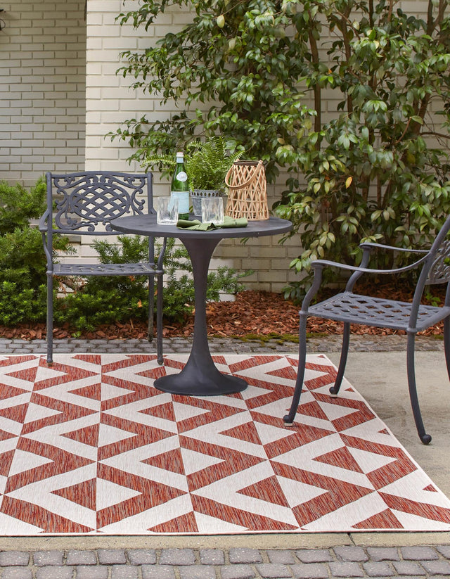 Rust Red 7' 10 x 7' 10 Jill Zarin Outdoor Square Area Rug Weather Resistant for Patio, Deck, Terrace, Balcony, Porch Durable 100% Polypropylene Carpet for Outside for Sale at Rug Engine