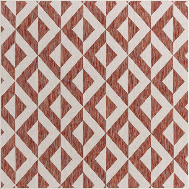 Rust Red 7' 10 x 7' 10 Jill Zarin Outdoor Square Area Rug Weather Resistant for Patio, Deck, Terrace, Balcony, Porch Durable 100% Polypropylene Carpet for Outside for Sale at Rug Engine