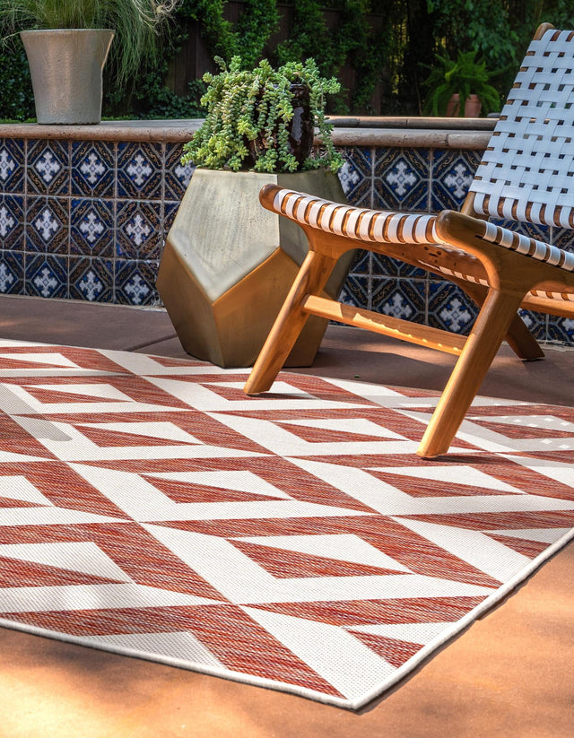 Rust Red 5' 3 x 8' Jill Zarin Outdoor Rectangle Area Rug Weather Resistant for Patio, Deck, Terrace, Balcony, Porch Durable 100% Polypropylene Carpet for Outside for Sale at Rug Engine