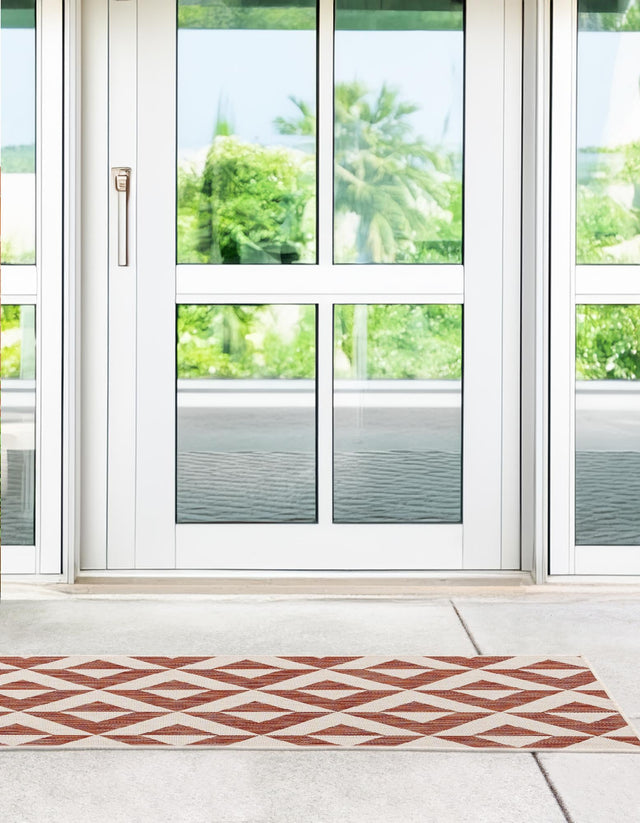 Rust Red 2' x 6' 1 Jill Zarin Outdoor Runner Area Rug Weather Resistant for Patio, Deck, Terrace, Balcony, Porch Durable 100% Polypropylene Carpet for Outside for Sale at Rug Engine