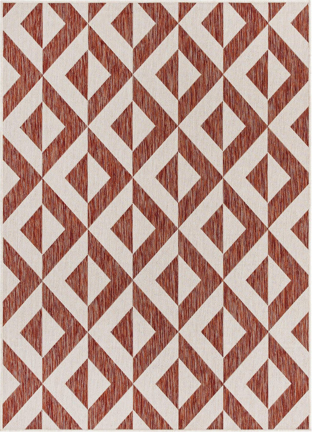 Rust Red 1' 4 x 1' 4 Jill Zarin Outdoor Sample Area Rug Weather Resistant for Patio, Deck, Terrace, Balcony, Porch Durable 100% Polypropylene Carpet for Outside for Sale at Rug Engine