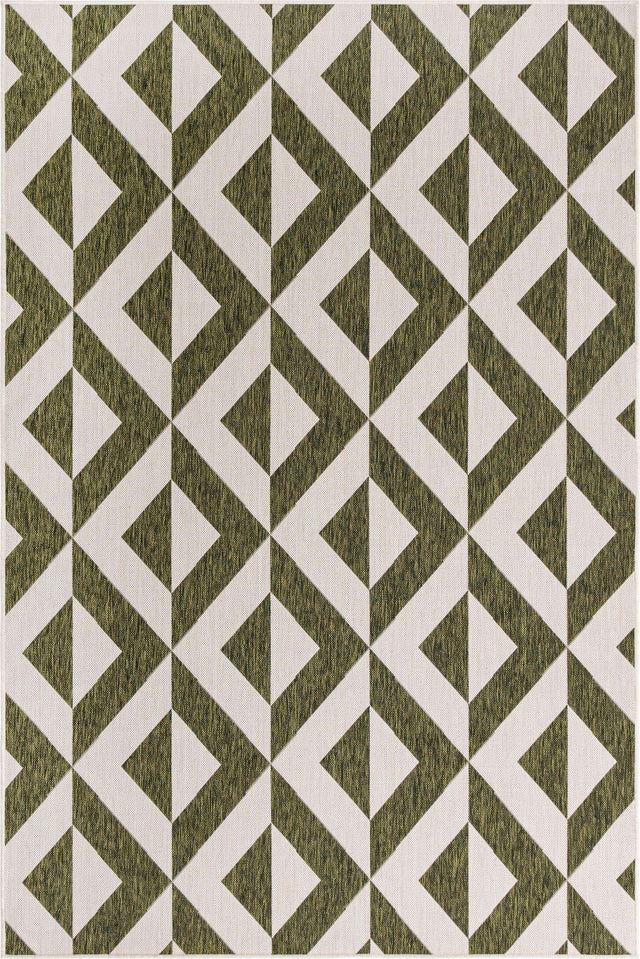 Green 6' 1 x 9' Jill Zarin Outdoor Rectangle Area Rug Weather Resistant for Patio, Deck, Terrace, Balcony, Porch Durable 100% Polypropylene Carpet for Outside for Sale at Rug Engine