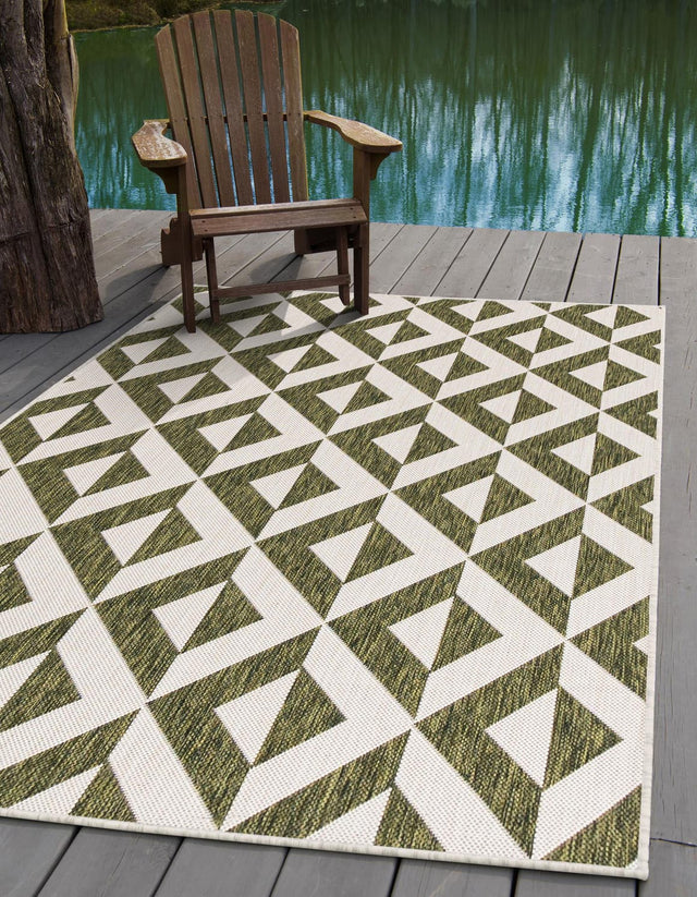 Green 5' 3 x 8' Jill Zarin Outdoor Rectangle Area Rug Weather Resistant for Patio, Deck, Terrace, Balcony, Porch Durable 100% Polypropylene Carpet for Outside for Sale at Rug Engine