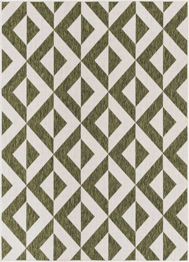 Green 5' 3 x 8' Jill Zarin Outdoor Rectangle Area Rug Weather Resistant for Patio, Deck, Terrace, Balcony, Porch Durable 100% Polypropylene Carpet for Outside for Sale at Rug Engine