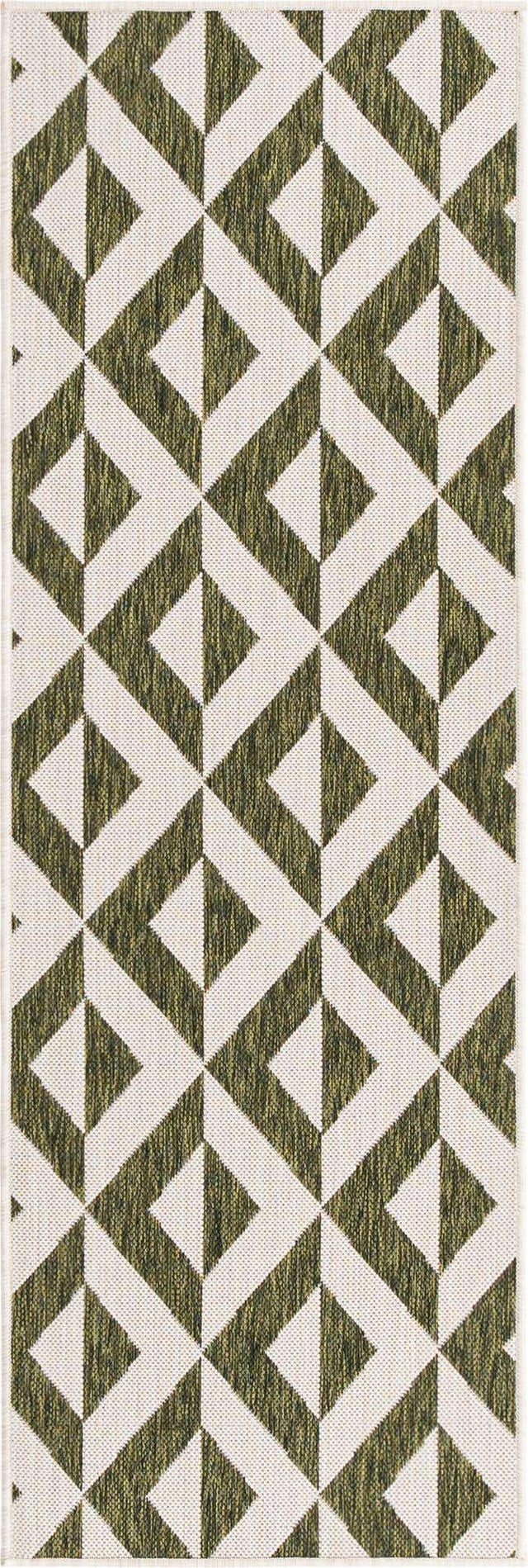 Green 2' x 6' 1 Jill Zarin Outdoor Runner Area Rug Weather Resistant for Patio, Deck, Terrace, Balcony, Porch Durable 100% Polypropylene Carpet for Outside for Sale at Rug Engine
