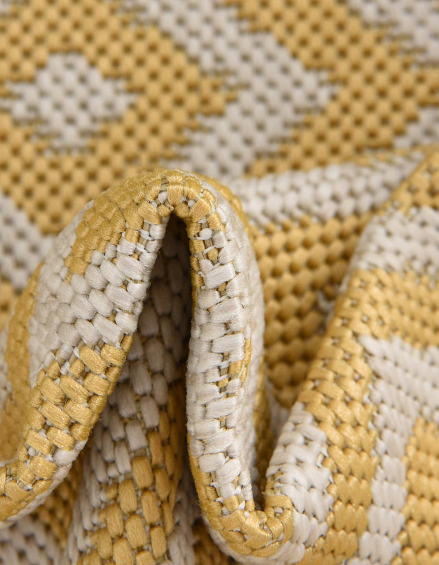 Yellow Ivory 5' 3 x 8' Jill Zarin Outdoor Oval Area Rug Weather Resistant for Patio, Deck, Terrace, Balcony, Porch Durable 100% Polypropylene Carpet for Outside for Sale at Rug Engine