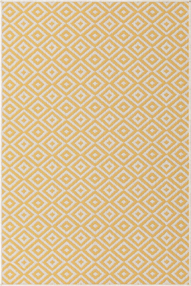 Yellow Ivory 4' 1 x 6' 1 Jill Zarin Outdoor Rectangle Area Rug Weather Resistant for Patio, Deck, Terrace, Balcony, Porch Durable 100% Polypropylene Carpet for Outside for Sale at Rug Engine