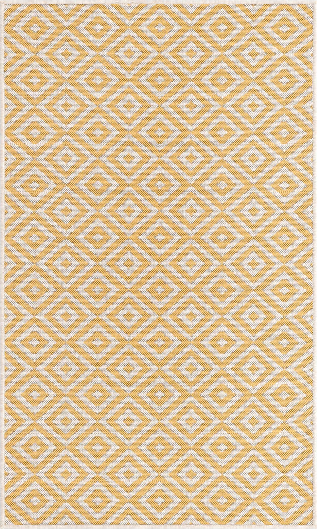 Yellow Ivory 3' 1 x 5' 3 Jill Zarin Outdoor Rectangle Area Rug Weather Resistant for Patio, Deck, Terrace, Balcony, Porch Durable 100% Polypropylene Carpet for Outside for Sale at Rug Engine