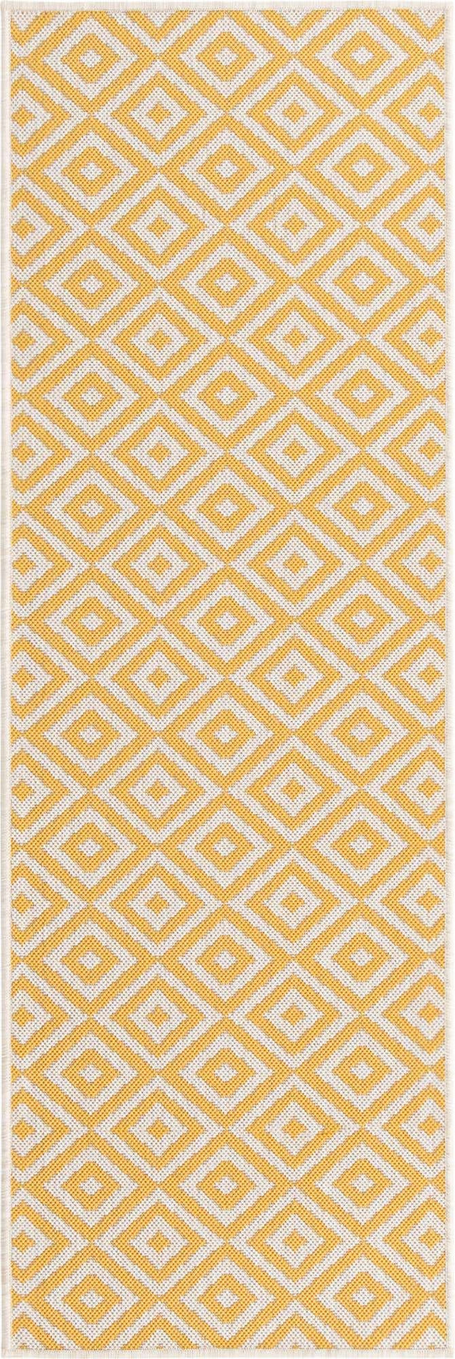 Yellow Ivory 2' x 6' 1 Jill Zarin Outdoor Runner Area Rug Weather Resistant for Patio, Deck, Terrace, Balcony, Porch Durable 100% Polypropylene Carpet for Outside for Sale at Rug Engine