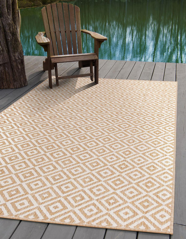 Beige 3' 1 x 5' 3 Jill Zarin Outdoor Rectangle Area Rug Weather Resistant for Patio, Deck, Terrace, Balcony, Porch Durable 100% Polypropylene Carpet for Outside for Sale at Rug Engine