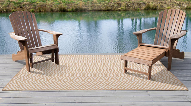 Beige 3' 1 x 5' 3 Jill Zarin Outdoor Rectangle Area Rug Weather Resistant for Patio, Deck, Terrace, Balcony, Porch Durable 100% Polypropylene Carpet for Outside for Sale at Rug Engine