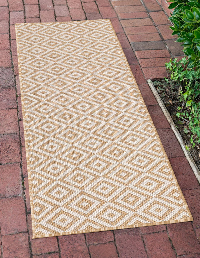 Beige 2' x 8' Jill Zarin Outdoor Runner Area Rug Weather Resistant for Patio, Deck, Terrace, Balcony, Porch Durable 100% Polypropylene Carpet for Outside for Sale at Rug Engine