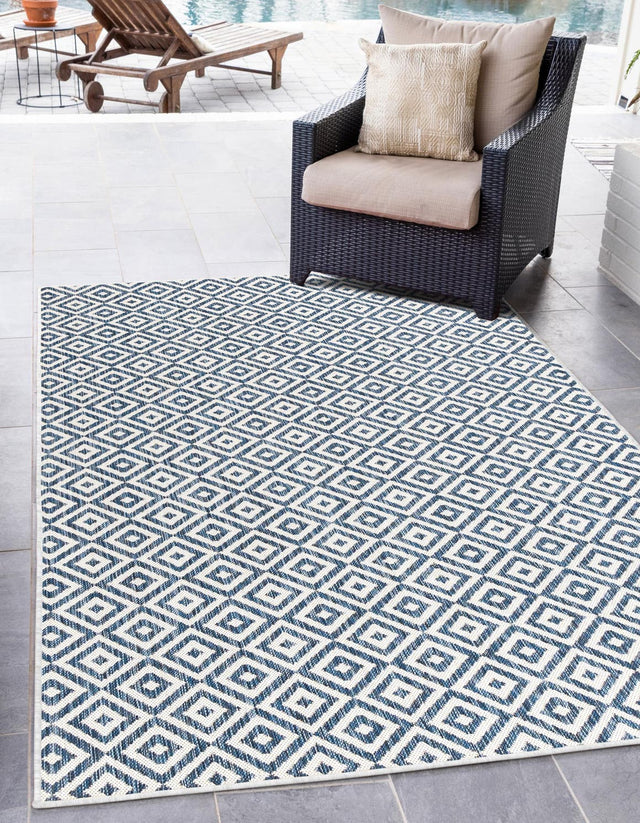 Blue 9' x 12' Jill Zarin Outdoor Rectangle Area Rug Weather Resistant for Patio, Deck, Terrace, Balcony, Porch Durable 100% Polypropylene Carpet for Outside for Sale at Rug Engine