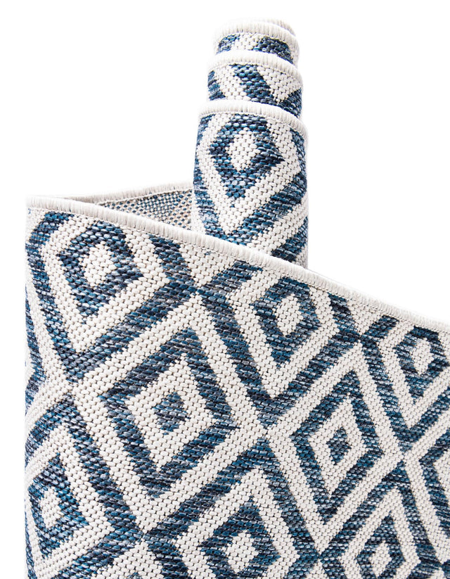 Blue 6' 1 x 9' Jill Zarin Outdoor Rectangle Area Rug Weather Resistant for Patio, Deck, Terrace, Balcony, Porch Durable 100% Polypropylene Carpet for Outside for Sale at Rug Engine