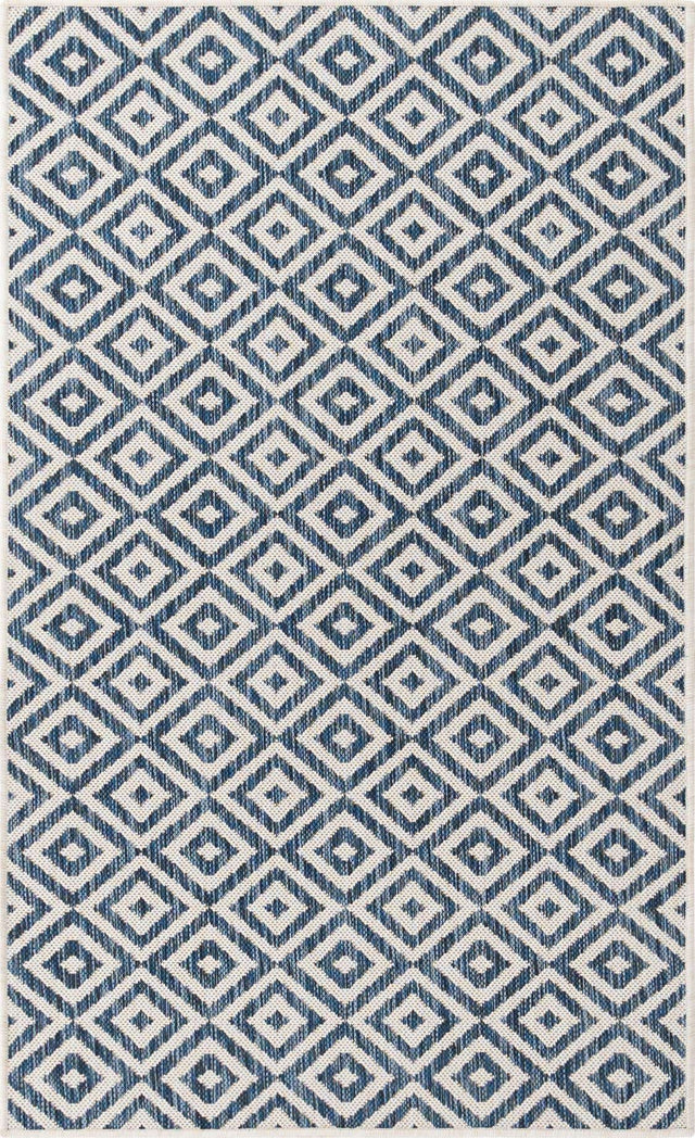 Blue 3' 1 x 5' 3 Jill Zarin Outdoor Rectangle Area Rug Weather Resistant for Patio, Deck, Terrace, Balcony, Porch Durable 100% Polypropylene Carpet for Outside for Sale at Rug Engine
