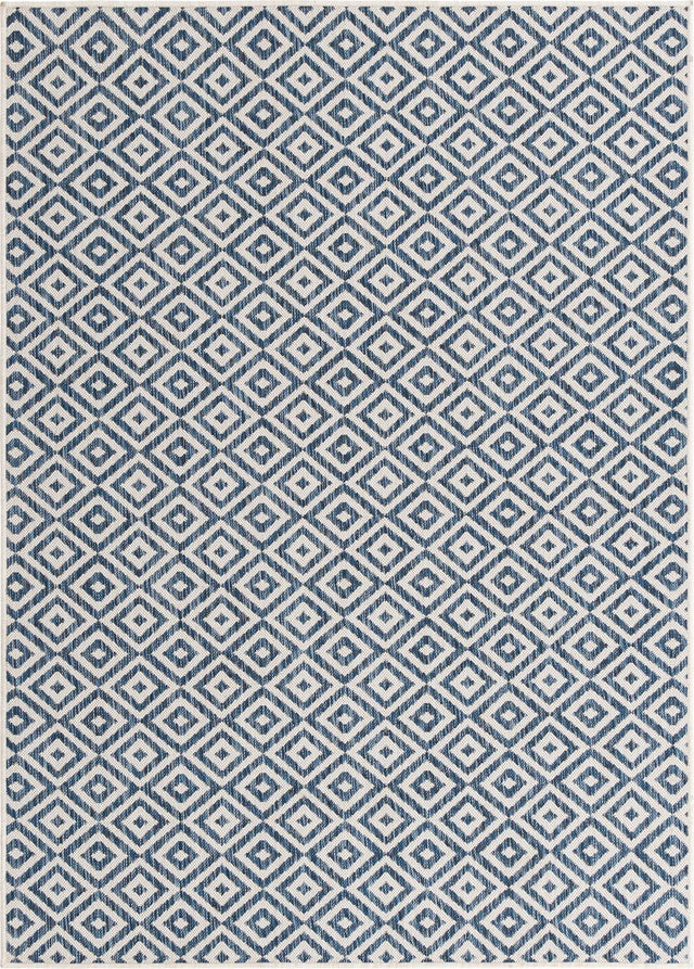 Blue 1' 4 x 1' 4 Jill Zarin Outdoor Sample Area Rug Weather Resistant for Patio, Deck, Terrace, Balcony, Porch Durable 100% Polypropylene Carpet for Outside for Sale at Rug Engine
