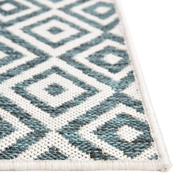 Teal 7' 10 x 7' 10 Jill Zarin Outdoor Square Area Rug Weather Resistant for Patio, Deck, Terrace, Balcony, Porch Durable 100% Polypropylene Carpet for Outside for Sale at Rug Engine