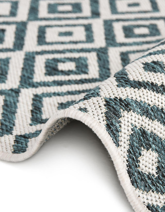 Teal 4' 1 x 4' 1 Jill Zarin Outdoor Round Area Rug Weather Resistant for Patio, Deck, Terrace, Balcony, Porch Durable 100% Polypropylene Carpet for Outside for Sale at Rug Engine