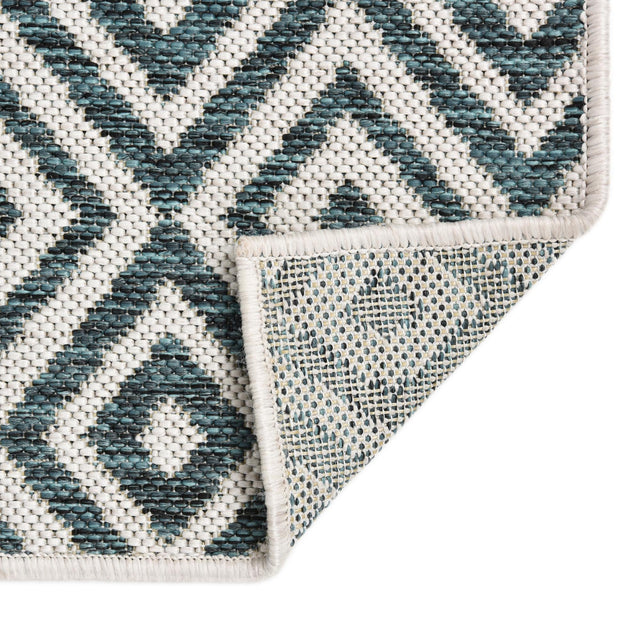 Teal 6' 1 x 9' Jill Zarin Outdoor Rectangle Area Rug Weather Resistant for Patio, Deck, Terrace, Balcony, Porch Durable 100% Polypropylene Carpet for Outside for Sale at Rug Engine