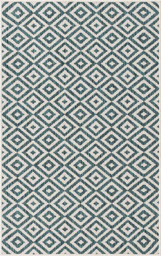 Teal 3' 1 x 5' 3 Jill Zarin Outdoor Rectangle Area Rug Weather Resistant for Patio, Deck, Terrace, Balcony, Porch Durable 100% Polypropylene Carpet for Outside for Sale at Rug Engine