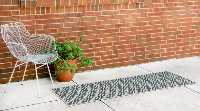 Teal 2' x 6' 1 Jill Zarin Outdoor Runner Area Rug Weather Resistant for Patio, Deck, Terrace, Balcony, Porch Durable 100% Polypropylene Carpet for Outside for Sale at Rug Engine