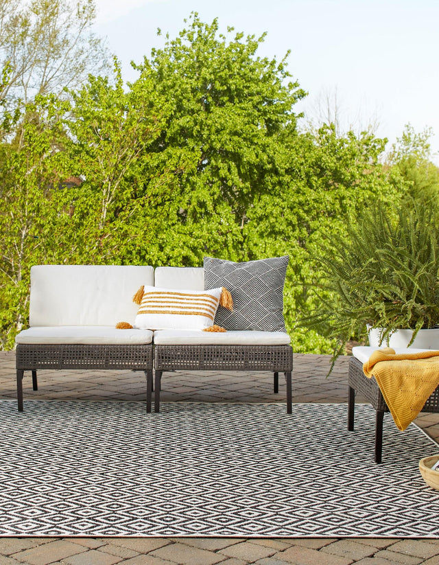 Charcoal Gray 10' x 10' Jill Zarin Outdoor Square Area Rug Weather Resistant for Patio, Deck, Terrace, Balcony, Porch Durable 100% Polypropylene Carpet for Outside for Sale at Rug Engine
