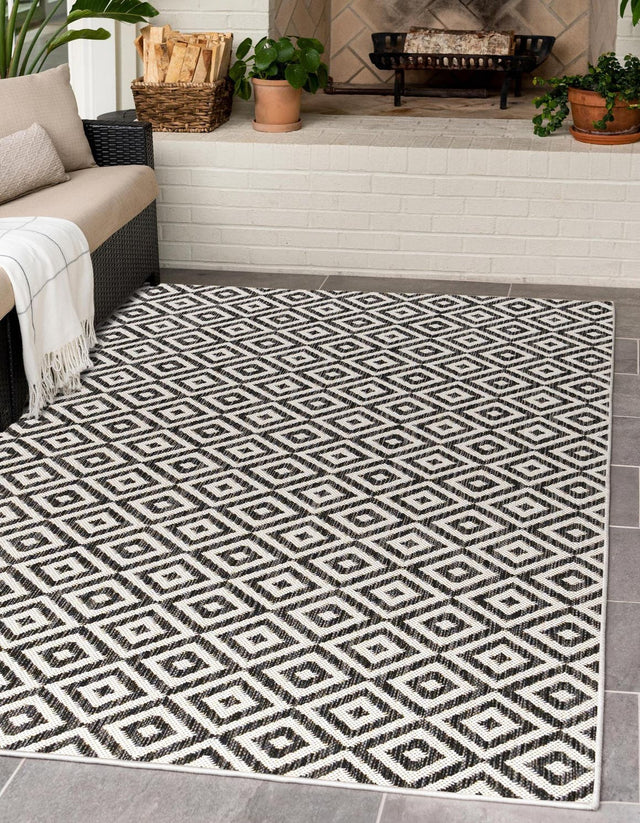 Charcoal Gray 3' 1 x 5' 3 Jill Zarin Outdoor Rectangle Area Rug Weather Resistant for Patio, Deck, Terrace, Balcony, Porch Durable 100% Polypropylene Carpet for Outside for Sale at Rug Engine