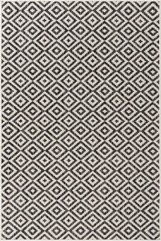 Charcoal Gray 4' 1 x 6' 1 Jill Zarin Outdoor Rectangle Area Rug Weather Resistant for Patio, Deck, Terrace, Balcony, Porch Durable 100% Polypropylene Carpet for Outside for Sale at Rug Engine