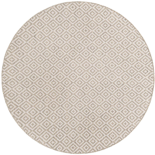 Light Gray 6' 7 x 6' 7 Jill Zarin Outdoor Round Area Rug Weather Resistant for Patio, Deck, Terrace, Balcony, Porch Durable 100% Polypropylene Carpet for Outside for Sale at Rug Engine